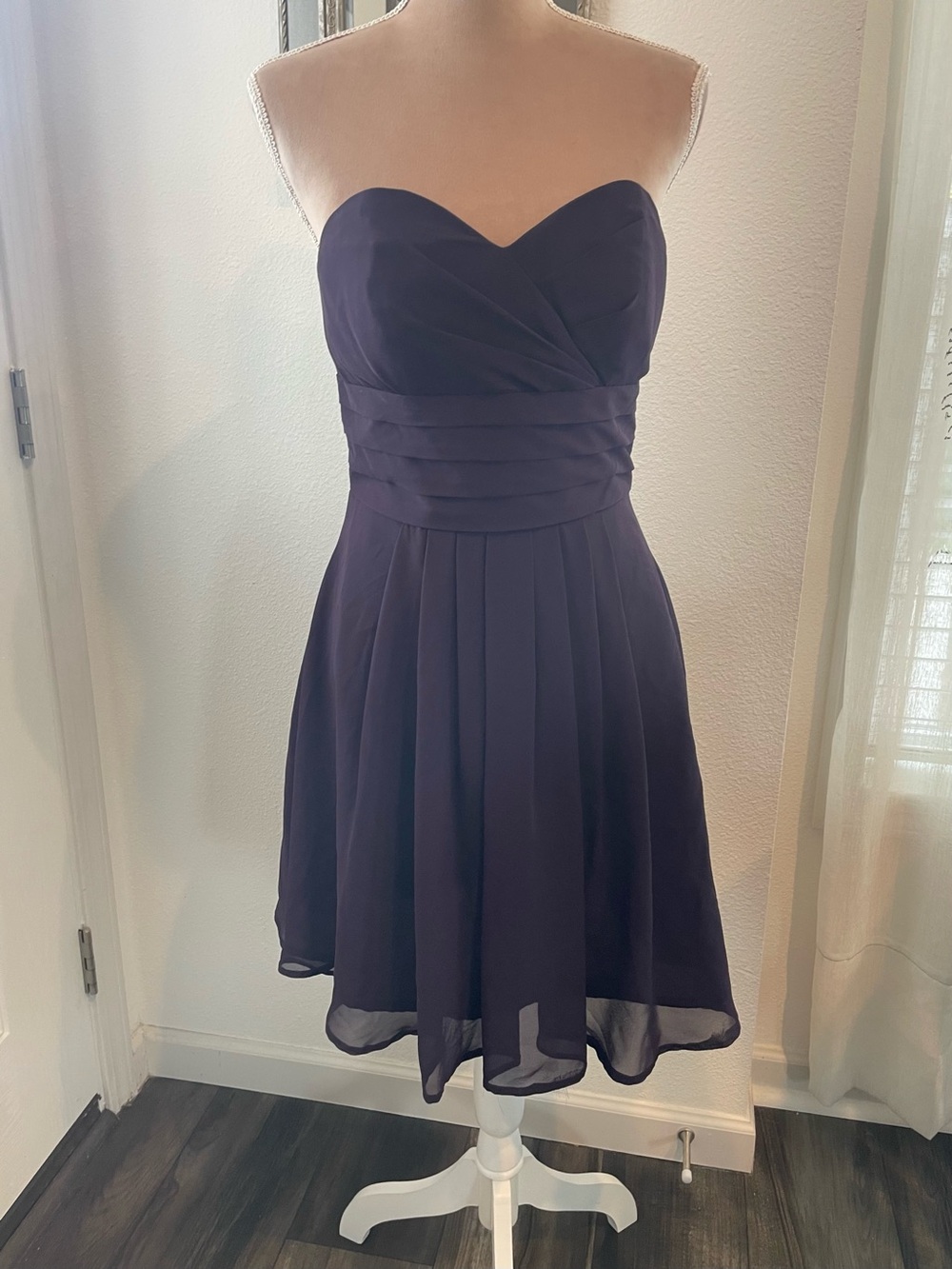Bill Levkoff Strapless Sweetheart Cocktail Dress in Deep Plum